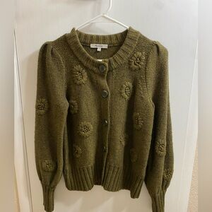 Madewell xsmall mossy forest green button front cardigan. Poly/merino/alpaca